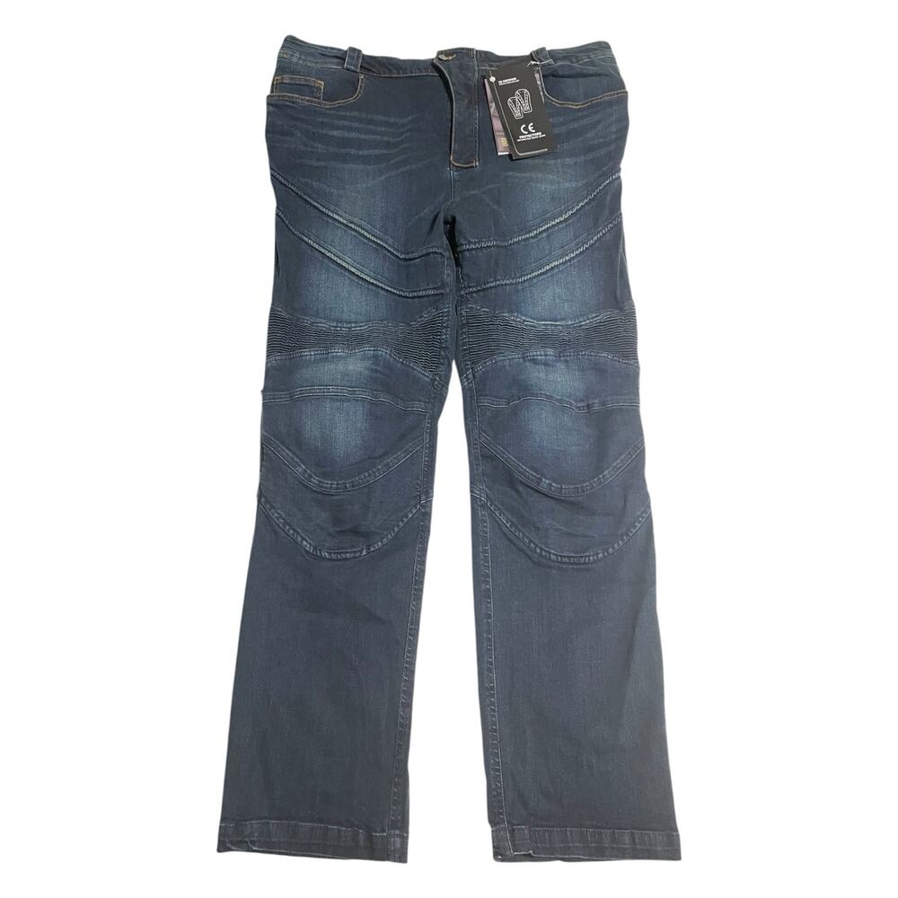 ILM Motorcycle Riding Jeans 42x32 Blue Kevlar Lined Armored Biker Pants NWT